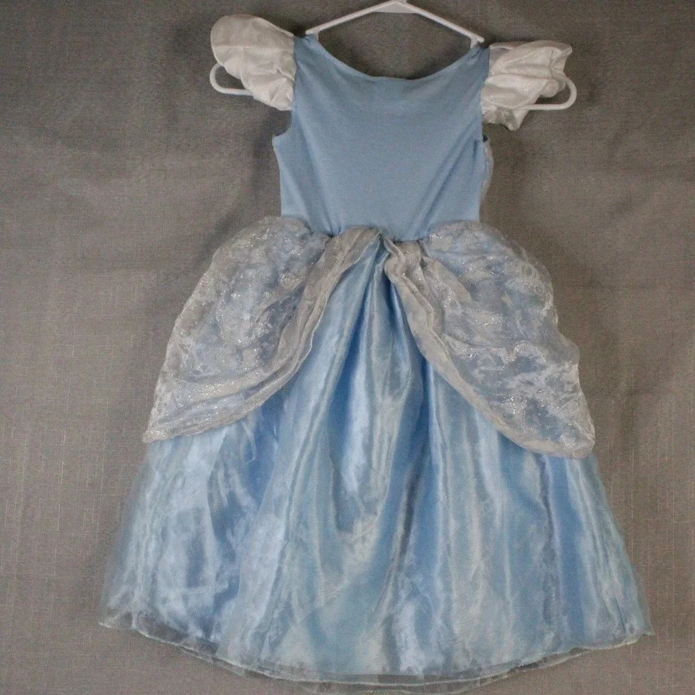 Disney Store Cinderella Costume Dress Size 4 Blue Glitter Princess Cottagecore